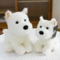 Peluche de cachorro West Highland Terrier blanco suave y esponjoso para niños - Westie / 22cm