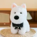 Cute West Highland Terrier plush toy with a black rhinestone bow tie. - Black Chest Bow