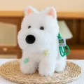 Soft and cute white West Highland Terrier plush dog toy for kids, therapeutic puppy pillow - Green Lanyard Style