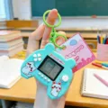 Minzgrüner Katzen-Mini-Tetris-Handspielkonsole-Schlüsselanhänger für Schüler, süß - Grün
