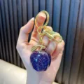 Exquisite purple glittery resin apple fruit keychain with durable gold lobster clasp - Small Apple / Blue