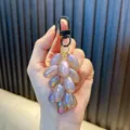 Exquisite iridescent purple resin grape bunch keychain with elegant black metal clasp - Grape / Iridescent Black
