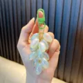 Cute iridescent grape resin keychain with green clasp accessory for bags and car keys - Grape / Iridescent Green