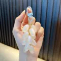 Pearlescent white resin grape cluster keychain with white clasp for bags and cars - Grape / AB White