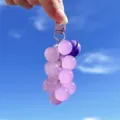 Exquisite purple grape keychain with translucent resin beads and a small bell - Color-Changing Grape / Purple