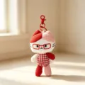 Cute red plaid cat plush toy keychain soft stuffed doll bag pendant cute accessory for daily use - 13cm / Red