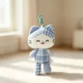 Cute blue plaid cat plush toy keychain soft doll bag charm for cute girls and kids. - 13cm / Blue