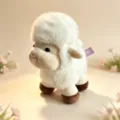 Adorable fluffy white lamb plush toy with soft fur and brown hooves for kids gift - 25cm / White