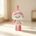 Cute pink kitty cat plush keychain, soft stuffed animal bag charm and cute accessory gift. - 13cm / Pink