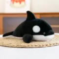 Cute 8-inch black and white orca plush doll with soft fur for kids and claw machines - Lying Orca / 22cm / Black and White