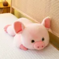 Niedliches rosa liegendes Schwein Plüschkissen für Kinderkomfort und Dekoration zu Hause - Rosa / 30cm