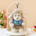 Cute curly lamb plush toy pendant with blue bib and white decorative stand - Charm / Yellow Sheep Yellow Face / 15cm