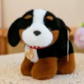 Realistic tricolor Bernese Mountain Dog plush toy keychain with red rhinestone collar - Bernese Mountain Dog / 15cm
