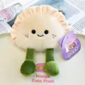 Cute dumpling plush toy fridge magnet with green legs and a sweet smiling face detail. - Dumpling