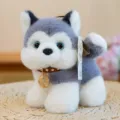 Adorable grey and white Husky plush dog keychain with blue eyes in standing posture - Husky / 15cm