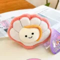 Plush pink oyster shell fridge magnet with a cute smiley face and soft texture - Scallop