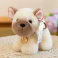 Soft cream and brown plush dog toy from the Wang Guaiguai series - French Bulldog / 15cm