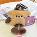 Cute star-shaped plush refrigerator magnet wearing a brown striped hat for home decor. - Star
