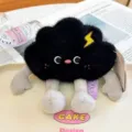 Cute black cloud plush fridge magnet with lightning bolt embroidery from weather series - Storm Cloud