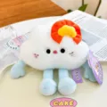 Cute white cloud plush toy refrigerator magnet with orange flower and blue legs - Cloud