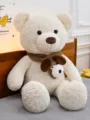 Lindo oso de peluche marrón con bufanda de cachorro, suave muñeco de peluche almohada regalo. - 70cm / Blanco Roto (Estilo Bufanda)