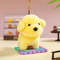Simpatico portachiavi cane peluche giallo, morbido ciondolo animale per zaini. - Cane / 12cm / Cane Marrone Hamburger