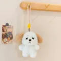 Simpatico portachiavi a forma di cucciolo triste in peluche bianco con orecchie marroni - modello base / 15cm / Bianco