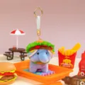 Portachiavi peluche elefante blu carino con cappello a forma di hamburger per borse - Elefante / 12cm / Elefante Hamburger