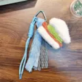 Adorable plush hamburger keychain with light blue lace ribbon and braided cord pendant - Sandwich Style / Multicolor Sandwich
