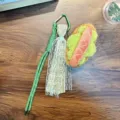 Creative plush hotdog sandwich keychain with green lanyard and elegant lace decoration - Hotdog Style / Orange Green Hotdog