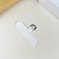 Universal white phone lanyard tether tab with durable black metal D-ring for phone cases. - White