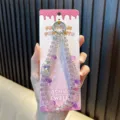 Exquisite purple crystal beaded phone strap featuring a cute perfume bottle charm variant - Purple
