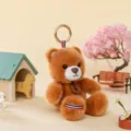 Niedlicher brauner Plüsch-Teddybär-Schlüsselanhänger für Taschen- oder Tischdeko - Braunbär