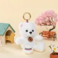 Süßer weißer Plüschbär Schlüsselanhänger mit Happy-Lederetikett als Geschenk - Eisbär