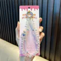 Elegant double-strand crystal beaded phone strap with a heart perfume bottle pendant - White