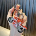 Cool motorcycle keychain red metal bike model backpack pendant fashion bag charm for men - Red