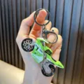 Cool motorcycle keychain green metal keyring bag pendant fashion toy model gift accessory - Green