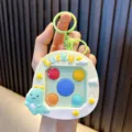 Cute dinosaur push game console keychain, silicone pop bubble fidget toy, bag pendant. - Green