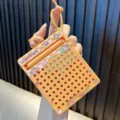 Yellow Capybara magnetic steel ball drawing board keychain puzzle toy for kids - Checkered Background Style / Orange Plaid