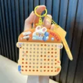 Cute rabbit magnetic ball drawing board keychain toy with stylus in orange and yellow - Orange