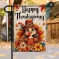 Drapeau de jardin de Thanksgiving avec dindon mignon et décor floral automnal - Style Dindon d'Action de Grâce (DAHYQ005) / 30x45cm