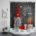 Weihnachts-Duschvorhang mit Gnom- und Schneemotiv für festliche Baddekoration - 90x180cm / Weihnachten Roter Gnom Schneenacht (YL-003)