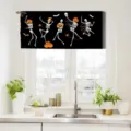 Valence de cuisine Halloween avec squelettes dansants et citrouilles pour décoration festive - 138x45cm / CM-004 Noir Halloween Mix