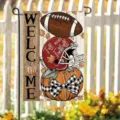 Drapeau de jardin d'automne décoratif avec citrouille et casque de football pour extérieur - Style Citrouille de Football (Q-002) / 30x45cm