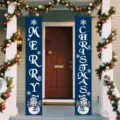 Blaue Merry Christmas Veranda Banner mit Schneemännern für die Haustür Dekoration - Stil SDL-002 / 30x150cm