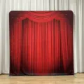 Soporte de fondo de tela elástica cuadrado con cortina de escenario roja para eventos - 230x230cm (Una Sola Cara) / KMX-002