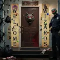 Spooky Halloween porch banners with 'Welcome' and 'Wizards' for home wall decoration - Pattern 1 (SDL-001) / 30x150cm