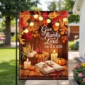 Drapeau de jardin d'automne avec citrouille et imprimé Give Thanks pour Thanksgiving - Style Écriture de Récolte (Q-003) / 30x45cm