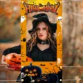 Cornice per foto Halloween striscione con motivi di zucche e fantasmi paurosi - 180x90cm (DAYX004)