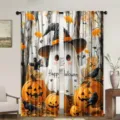 Halloween cartoon spook pompoen raamgordijnen voor thuis woonkamer slaapkamer feest - 55x150cm (Paar) / CL-003 (Happy Halloween Tekst Spook Stijl)